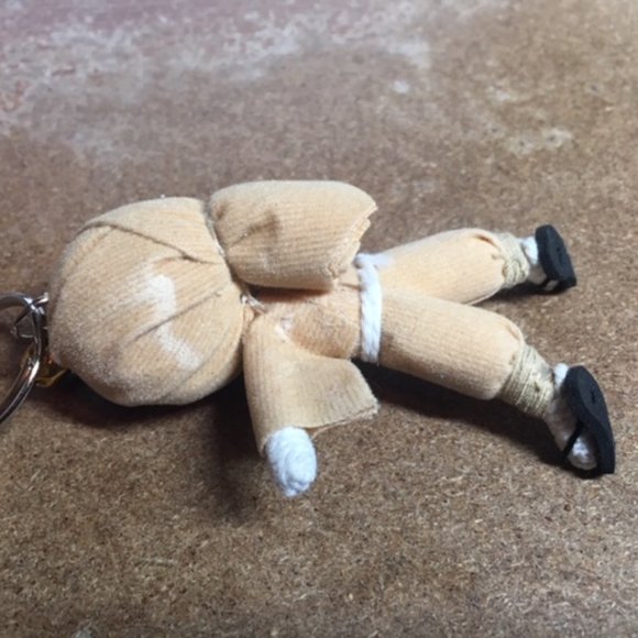 TWO Ninja String Doll Keychain Toys w/Swords Tan/Brown 2.5" x 3" NEW - Picture 14 of 16